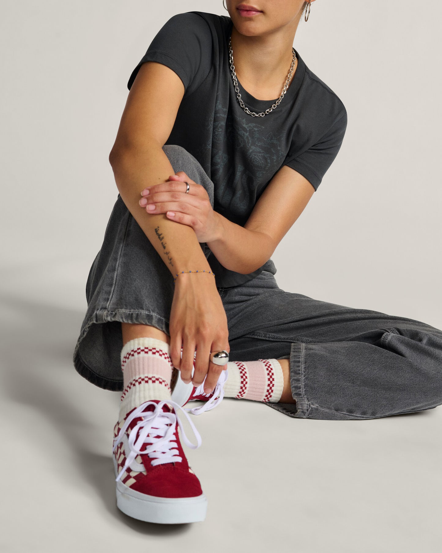 Zapatilla Old Skool Checkerboard Burgundy White