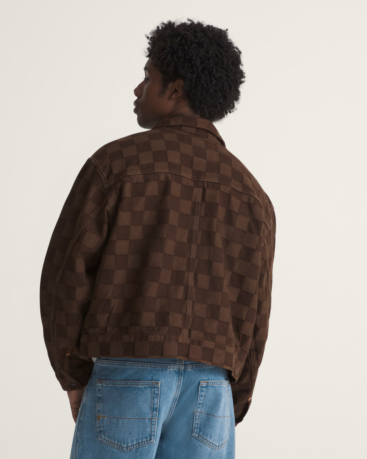 Gorro Check-5 Checkerboard Denim Trucker Jacke