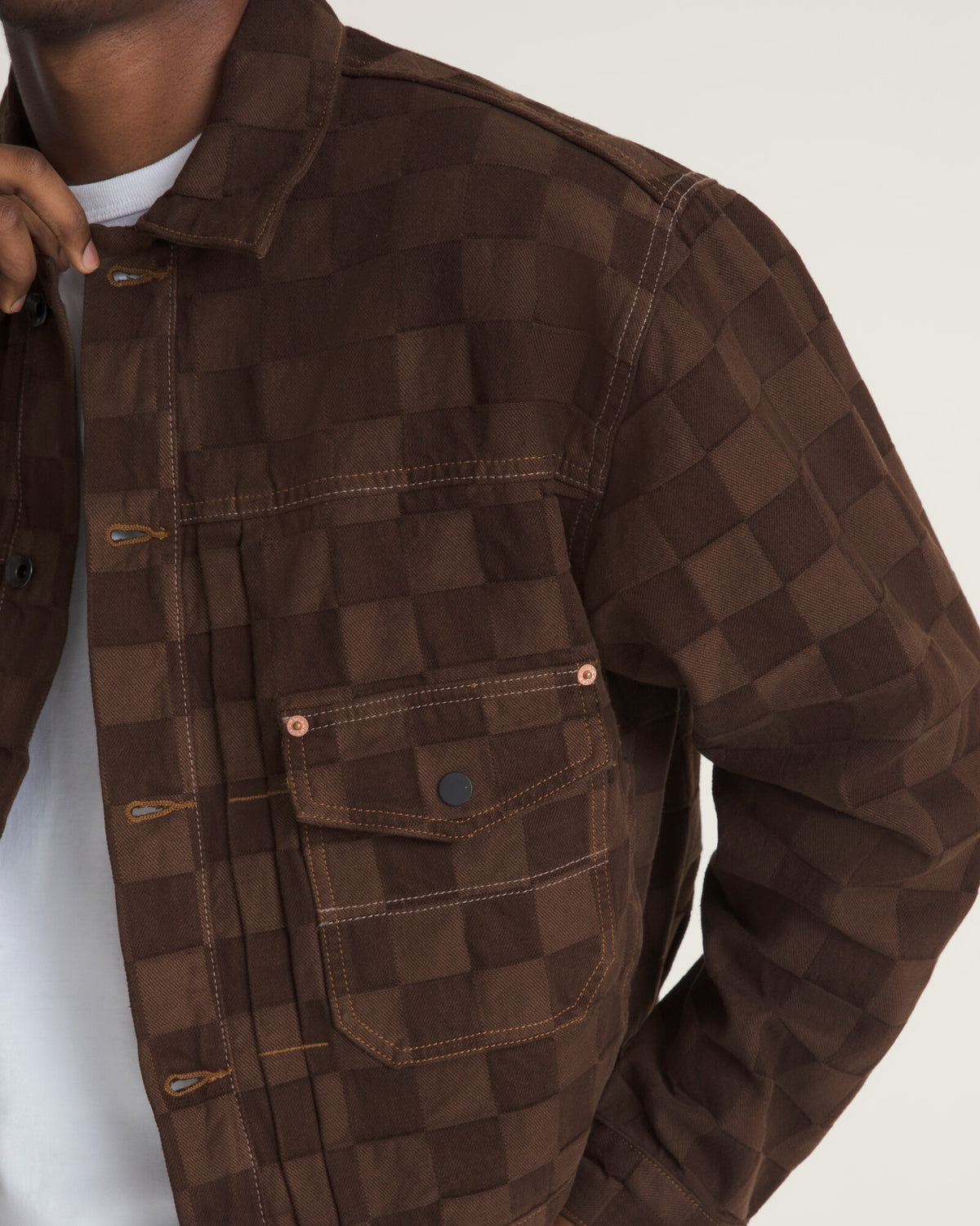 Gorro Check-5 Checkerboard Denim Trucker Jacke